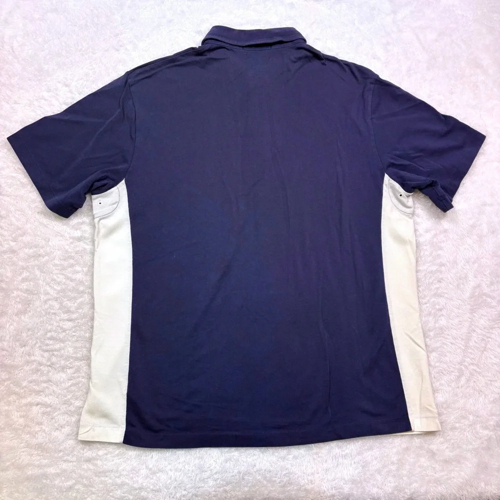 Polo Ralph Lauren Polo Shirt Mens L Navy Blue White Colorblock Wicking Vented